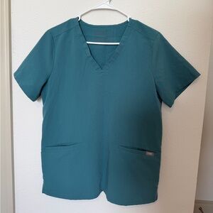 Figs Teal V-Neck Scrub Top